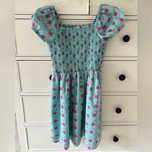 Crewcuts Girls Smocked Teal Green/Pink Floral Dress Size 12